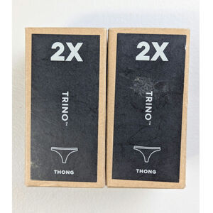 NWT set of 2 allbirds Trino Thong Underwear Panties Womens 2X Dark Grey Wool